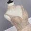 Haut de Gamme Doré Tapis rouge Robe De Soirée 2020 Trompette / Sirène Col v profond Manches Courtes Perlage Perle Faux Diamant Train De Balayage Volants Dos Nu Robe De Ceremonie