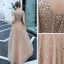 Elegant Champagne Dancing Prom Dresses 2020 A-Line / Princess See-through Deep V-Neck Short Sleeve Beading Tassel Sequins Floor-Length / Long Backless Formal Dresses