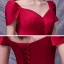 Vintage / Retro Red Satin Dancing Prom Dresses 2020 A-Line / Princess Square Neckline Short Sleeve Beading Floor-Length / Long Ruffle Backless Formal Dresses