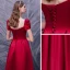 Vintage / Retro Red Satin Dancing Prom Dresses 2020 A-Line / Princess Square Neckline Short Sleeve Beading Floor-Length / Long Ruffle Backless Formal Dresses