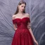 Schöne Rot Ballkleider 2020 A Linie Off Shoulder Kurze Ärmel Applikationen Spitze Pailletten Perlenstickerei Glanz Tülle Sweep / Pinsel Zug Rüschen Rückenfreies Festliche Kleider