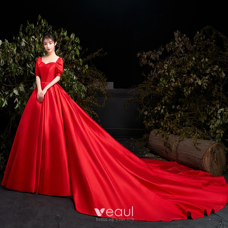 simple net red gown