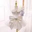 Lovely White Birthday Flower Girl Dresses 2020 Ball Gown Scoop Neck Sleeveless Bow Pearl Rhinestone Short Ruffle
