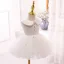 Lovely White Birthday Flower Girl Dresses 2020 Ball Gown Scoop Neck Sleeveless Bow Pearl Rhinestone Short Ruffle
