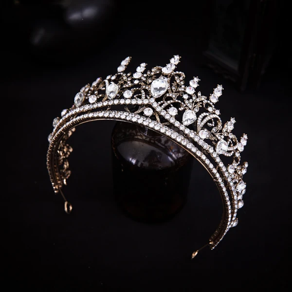 Vintage / Retro Gold Tiara Accessories 2020 Alloy Rhinestone Bridal Hair Accessories