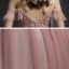 Elegante Pearl Rosa Abendkleider 2020 A Linie Spaghettiträger Kurze Ärmel Perlenstickerei Perle Lange Rüschen Rückenfreies Festliche Kleider