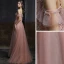 Elegante Pearl Rosa Abendkleider 2020 A Linie Spaghettiträger Kurze Ärmel Perlenstickerei Perle Lange Rüschen Rückenfreies Festliche Kleider