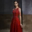 Chic / Beautiful Red Engagement Prom Dresses 2020 A-Line / Princess Scoop Neck Sleeveless Beading Sequins Floor-Length / Long Ruffle Formal Dresses