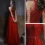Chic / Beautiful Red Engagement Prom Dresses 2020 A-Line / Princess Scoop Neck Sleeveless Beading Sequins Floor-Length / Long Ruffle Formal Dresses