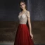 Two Tone Champagne Red Dancing Prom Dresses 2020 A-Line / Princess V-Neck Short Sleeve Beading Rhinestone Floor-Length / Long Ruffle Backless Formal Dresses