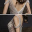 Two Tone Champagne Red Dancing Prom Dresses 2020 A-Line / Princess V-Neck Short Sleeve Beading Rhinestone Floor-Length / Long Ruffle Backless Formal Dresses