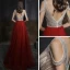 Two Tone Champagne Red Dancing Prom Dresses 2020 A-Line / Princess V-Neck Short Sleeve Beading Rhinestone Floor-Length / Long Ruffle Backless Formal Dresses