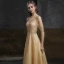 High-end Gold Evening Dresses  2020 A-Line / Princess Scoop Neck Sleeveless Beading Sequins Sweep Train Ruffle Formal Dresses