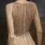 High-end Gold Evening Dresses  2020 A-Line / Princess Scoop Neck Sleeveless Beading Sequins Sweep Train Ruffle Formal Dresses