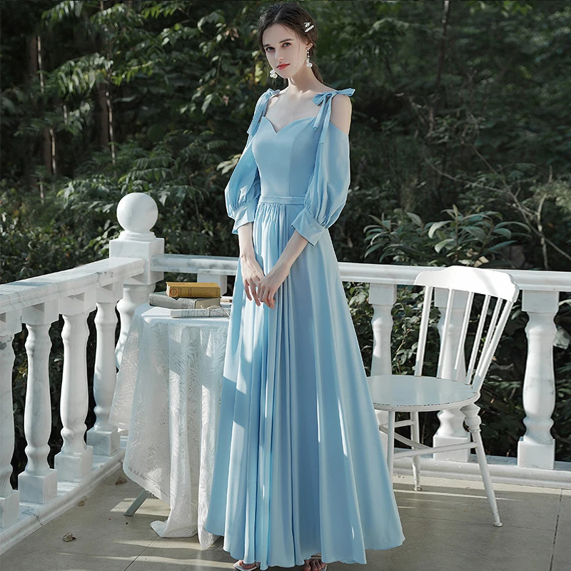 navy blue dress for baby girl Layered Tulle Prom Dress With Bow Straps 48288 main image 0