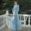 Affordable Sky Blue Chiffon Bridesmaid Dresses 2020 A-Line / Princess Backless Floor-Length / Long Ruffle