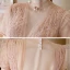 Vintage / Retro Blushing Pink See-through Dancing Prom Dresses 2020 A-Line / Princess High Neck Puffy Short Sleeve Sequins Tulle Beading Pearl Sash Tea-length Ruffle Backless Formal Dresses
