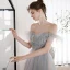 Elegant Sky Blue Gradient-Color Blushing Pink Dancing Prom Dresses 2020 A-Line / Princess Off-The-Shoulder Short Sleeve Beading Glitter Tulle Floor-Length / Long Ruffle Backless Formal Dresses