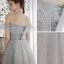 Elegant Sky Blue Gradient-Color Blushing Pink Dancing Prom Dresses 2020 A-Line / Princess Off-The-Shoulder Short Sleeve Beading Glitter Tulle Floor-Length / Long Ruffle Backless Formal Dresses