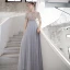 Haut de Gamme Bleu Ciel Transparentes Dansant Robe De Bal 2020 Princesse Encolure Dégagée Manches Courtes Perlage Paillettes Train De Balayage Volants Robe De Ceremonie