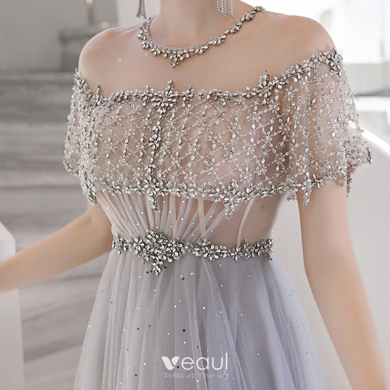 High-end Sky Blue See-through Dancing Prom Dresses 2020 A-Line ...