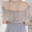 Haut de Gamme Bleu Ciel Transparentes Dansant Robe De Bal 2020 Princesse Encolure Dégagée Manches Courtes Perlage Paillettes Train De Balayage Volants Robe De Ceremonie