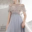 Haut de Gamme Bleu Ciel Transparentes Dansant Robe De Bal 2020 Princesse Encolure Dégagée Manches Courtes Perlage Paillettes Train De Balayage Volants Robe De Ceremonie
