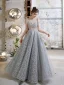 Illusion Grey See-through Prom Dresses 2020 A-Line / Princess High Neck Sleeveless Beading Glitter Tulle Floor-Length / Long Ruffle Formal Dresses