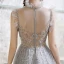 Illusion Grey See-through Prom Dresses 2020 A-Line / Princess High Neck Sleeveless Beading Glitter Tulle Floor-Length / Long Ruffle Formal Dresses