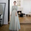 Style Victorien Vert Citron Transparentes Robe De Soirée 2020 Princesse Encolure Dégagée Gonflée 3/4 Manches Perlage Faux Diamant Glitter Tulle Train De Balayage Volants Dos Nu Robe De Ceremonie