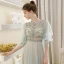 Style Victorien Vert Citron Transparentes Robe De Soirée 2020 Princesse Encolure Dégagée Gonflée 3/4 Manches Perlage Faux Diamant Glitter Tulle Train De Balayage Volants Dos Nu Robe De Ceremonie