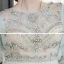 Style Victorien Vert Citron Transparentes Robe De Soirée 2020 Princesse Encolure Dégagée Gonflée 3/4 Manches Perlage Faux Diamant Glitter Tulle Train De Balayage Volants Dos Nu Robe De Ceremonie