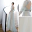 Style Victorien Vert Citron Transparentes Robe De Soirée 2020 Princesse Encolure Dégagée Gonflée 3/4 Manches Perlage Faux Diamant Glitter Tulle Train De Balayage Volants Dos Nu Robe De Ceremonie