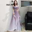 Schöne Violett Tanzen Ballkleider 2020 A Linie Off Shoulder Kurze Ärmel Perlenstickerei Pailletten Glanz Tülle Lange Rüschen Rückenfreies Festliche Kleider