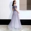 Schöne Violett Tanzen Ballkleider 2020 A Linie Off Shoulder Kurze Ärmel Perlenstickerei Pailletten Glanz Tülle Lange Rüschen Rückenfreies Festliche Kleider
