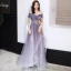 Schöne Violett Tanzen Ballkleider 2020 A Linie Off Shoulder Kurze Ärmel Perlenstickerei Pailletten Glanz Tülle Lange Rüschen Rückenfreies Festliche Kleider