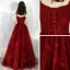 Chic / Beautiful Burgundy Prom Dresses 2020 A-Line / Princess Spaghetti Straps Sleeveless Beading Glitter Tulle Floor-Length / Long Ruffle Backless Formal Dresses