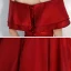 Affordable Red Satin Prom Dresses 2020 A-Line / Princess Off-The-Shoulder Short Sleeve Bow Sash Floor-Length / Long Ruffle Backless Formal Dresses