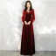 Style Victorien Bordeaux Velour Robe De Soirée 2020 Princesse V-Cou Transparentes Gonflée Manches Longues Étoile Paillettes Longue Volants Dos Nu Robe De Ceremonie