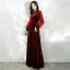 Style Victorien Bordeaux Velour Robe De Soirée 2020 Princesse V-Cou Transparentes Gonflée Manches Longues Étoile Paillettes Longue Volants Dos Nu Robe De Ceremonie