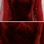 Style Victorien Bordeaux Velour Robe De Soirée 2020 Princesse V-Cou Transparentes Gonflée Manches Longues Étoile Paillettes Longue Volants Dos Nu Robe De Ceremonie