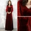 Style Victorien Bordeaux Velour Robe De Soirée 2020 Princesse V-Cou Transparentes Gonflée Manches Longues Étoile Paillettes Longue Volants Dos Nu Robe De Ceremonie