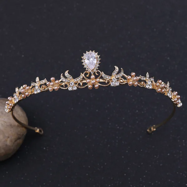 Elegant Sølv Tiara Har Tilbehor 2020 Legering Zirkon Perle Bryllup Tilbehør