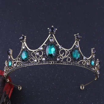 Vintage Retro Dark Green Rhinestone Tiara Bridal Hair Accessories 2020 Alloy Wedding Accessories