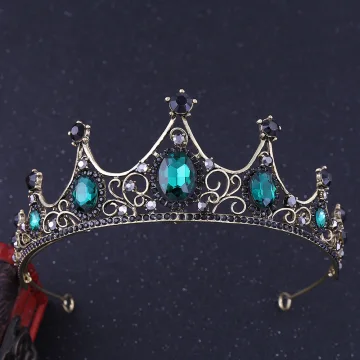 Vintage Retro Dark Green Rhinestone Tiara Bridal Hair Accessories 2020 Alloy Wedding Accessories