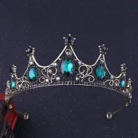 Vintage Donkergroen Rhinestone Tiara Bruids Haaraccessoires 2020 Legering Huwelijk Accessoires