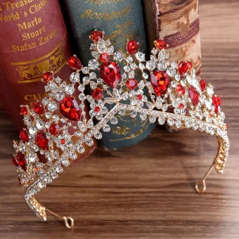 Chic Beautiful Red Rhinestone Tiara Bridal Hair Accessories 2020 Alloy Wedding Accessories
