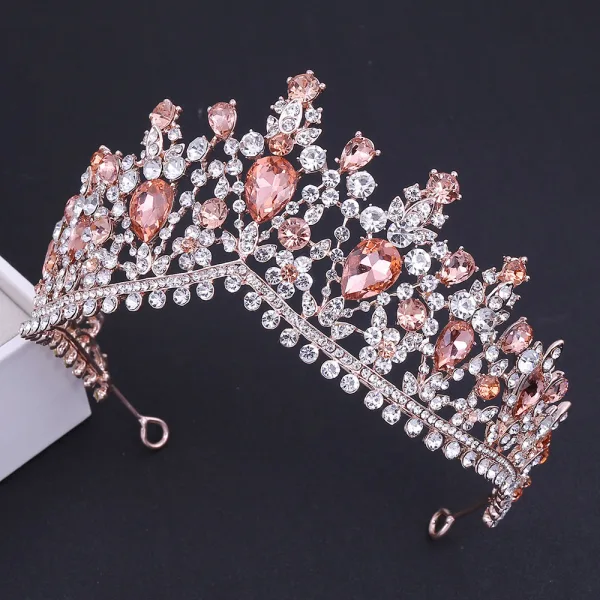 Mooie / Prachtige Rode Rhinestone Tiara Bruids Haaraccessoires 2020 Legering Huwelijk Accessoires