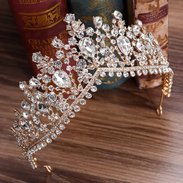 Mooie / Prachtige Rode Rhinestone Tiara Bruids Haaraccessoires 2020 Legering Huwelijk Accessoires