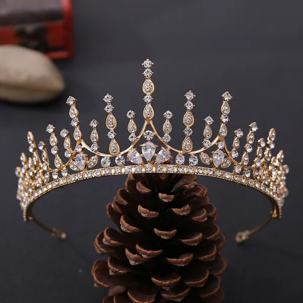 Elegant Zirkon Tiara Har Tilbehor 2020 Legering Bryllup Tilbehør